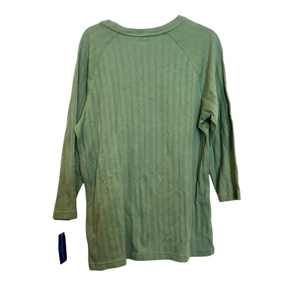 Karen Scott Sport Womens Ribbed Knit Top S Light Green 100% Cotton - Picture 5 of 5